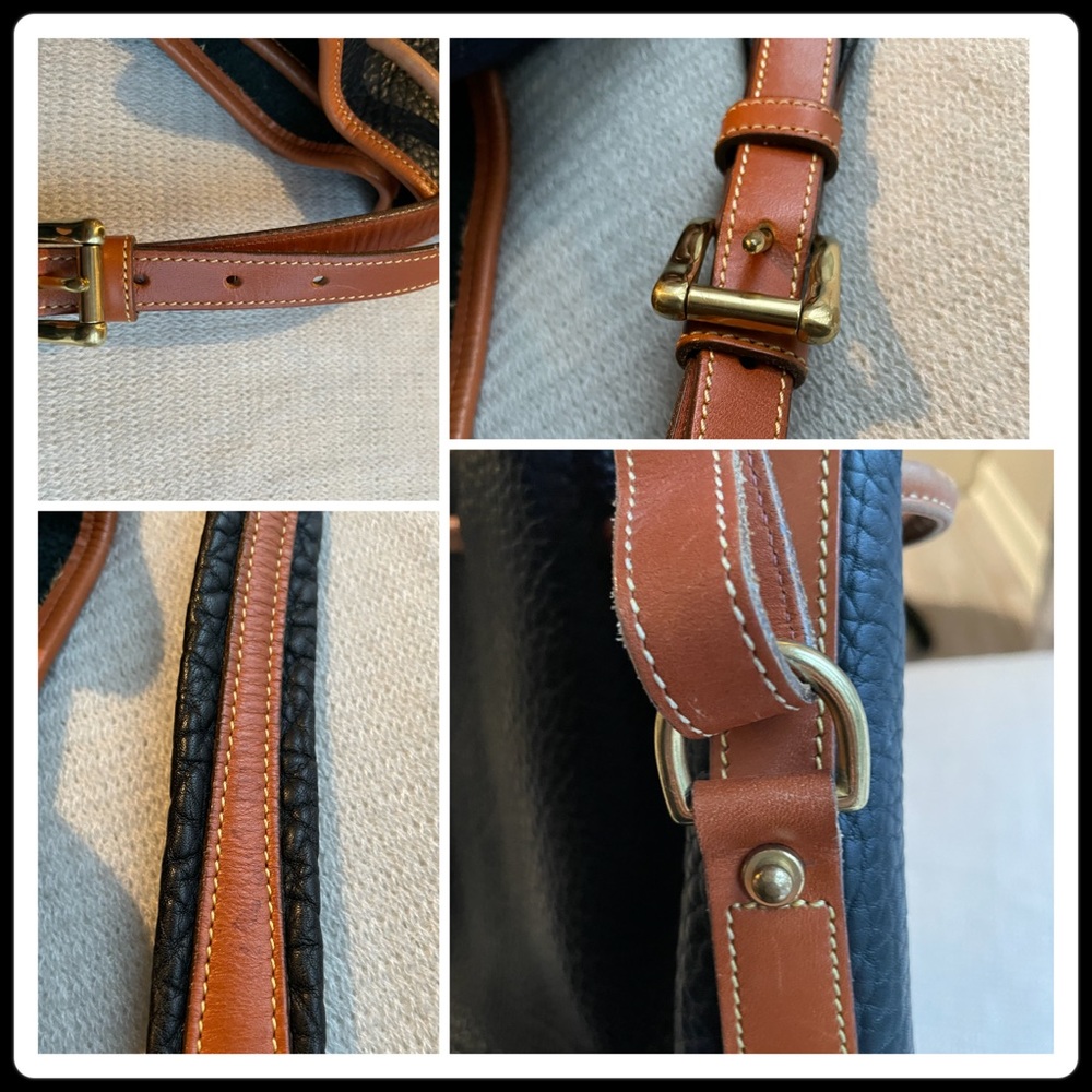Vintage Dooney and Bourke Pebbled Leather Bucket Bag with brass accents - Picture 10 of 16